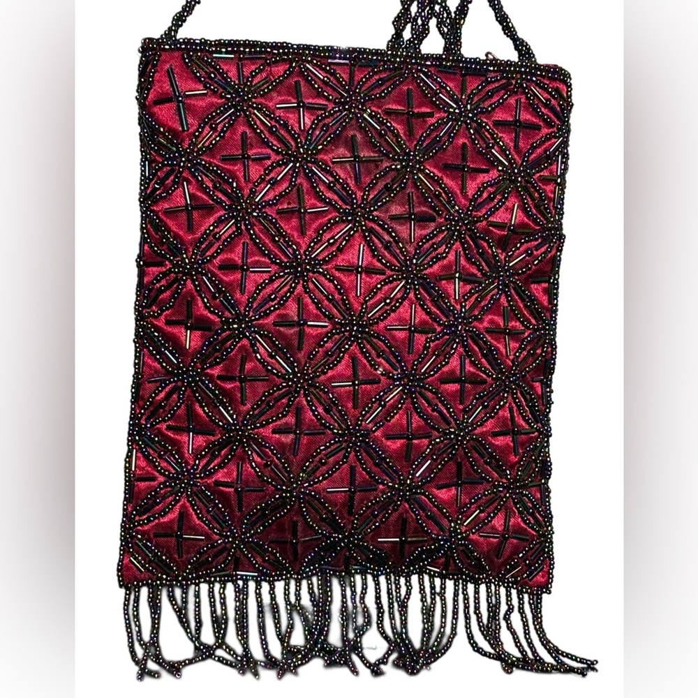 80’s NEVER USED Elegant Red Beaded Women's crossbody Bag
